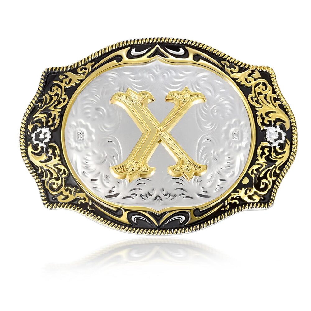4679 Western Initial Letters Belt Buckle ABCDEFG to XYZ Golden Alphabet